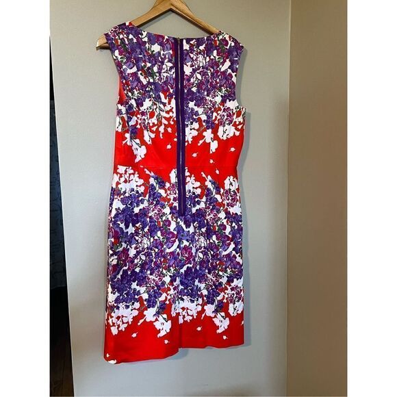 Adrianna Papell Women’s Size 12 Sheath Dress Fit and Flare Floral Print Cotton - Picture 7 of 12